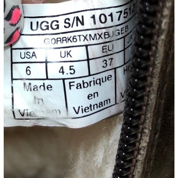 UGG Breida Brown Leather Waterproof Sheepskin Vibram Sole Boots Womens 6 /37 (h7 - Picture 10 of 10